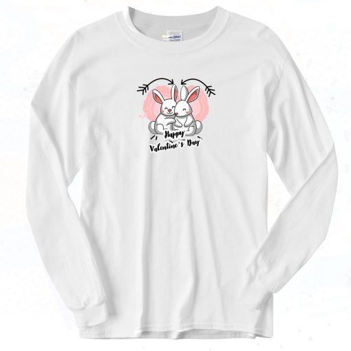 Happy Valentines Day Bunny Long Sleeve Shirt