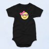 Heart Eyes Pink Bow Valentines Day Baby Onesie