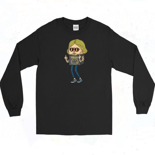 Kurt Cobain Nirvana Cartoon Long Sleeve Shirt