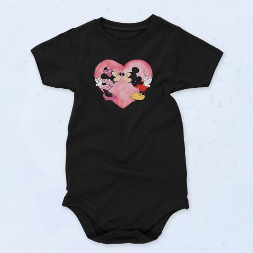 Mickey And Minnie Kissing Baby Onesie