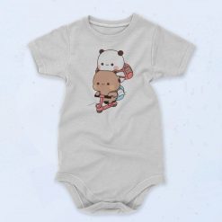 Panda And Brownie Bear Bike Riding Baby Onesie