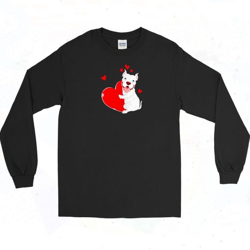 Pitbull Holding Heart Long Sleeve Shirt