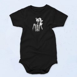 Skeleton Drinking Coffee Unisex Baby Onesie