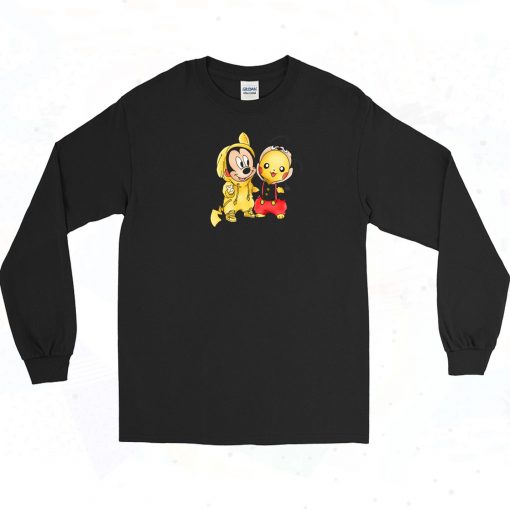 Pikachu And Mickey Mouse 90s Long Sleeve Shirt