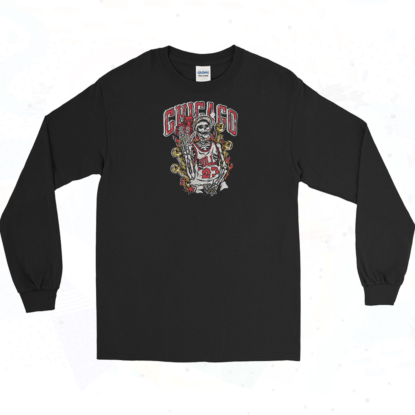 Chicago Bulls 23 Skeleton Long Sleeve Shirt - 90sclothes.com