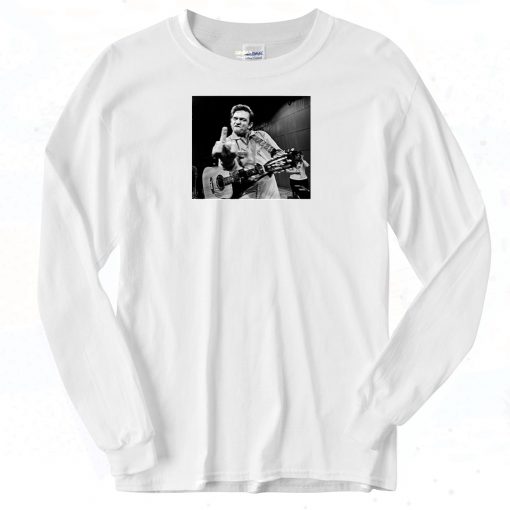 Johnny Cash Middle Finger Long Sleeve Shirt