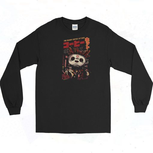 Black Coffee Attack 90s Long Sleeve Shirt