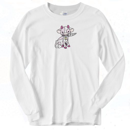 Pink Cow Knife Boyfriend Funny Long Sleeve Shirt