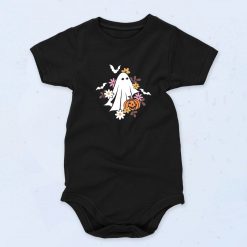 Floral Pumpkin Ghost Baby Onesie