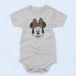 Minnie Mouse Leopard Bow Portrait Baby Onesie