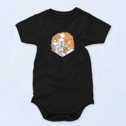 Spooky Halloween City Pumpkin Baby Onesie