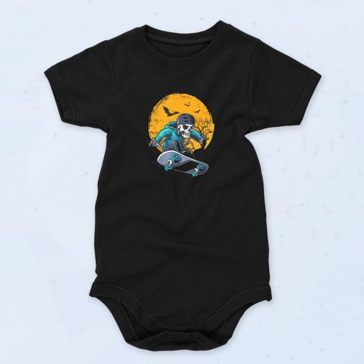 Skeleton Skateboard Playing Cruiser Baby Onesie