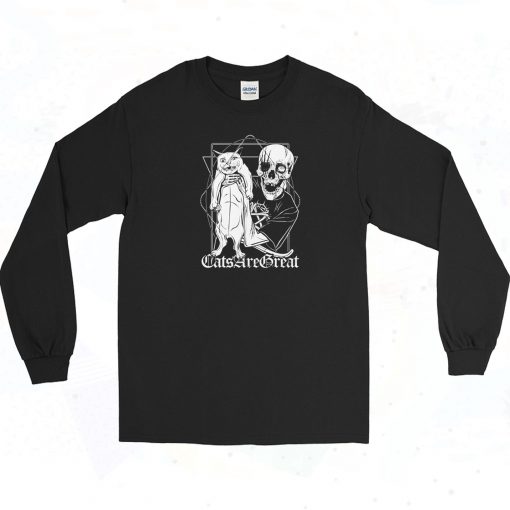 Cats Are Great Skull Long Sleeve Shirt