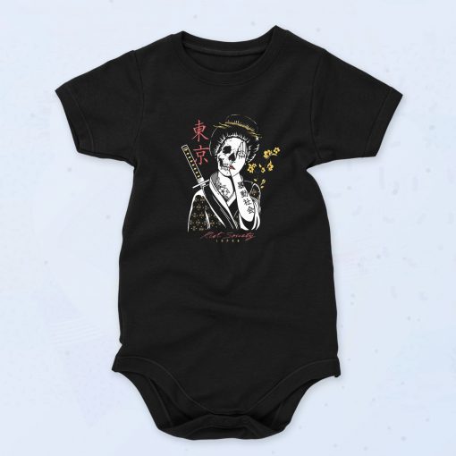 Japanese Woman Skull Baby Onesie