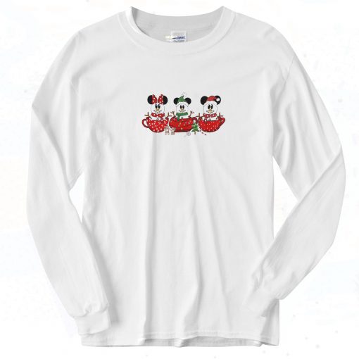 Mickey and Minnie Mouse Snowmen Latte Long Sleeve Shirt