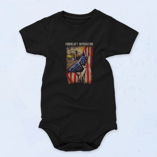 American Flag Forklift Operator Baby Onesie