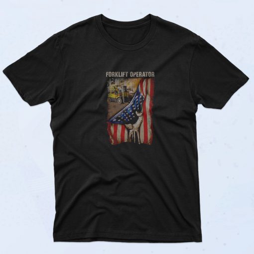 American Flag Forklift Operator T Shirt