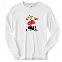 Santa Merry Kickmas Vintage Long Sleeve Shirty