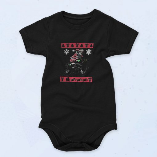 Santa Motorcycle Humour Baby Onesie