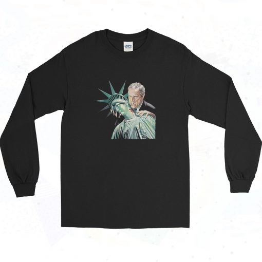 George Bush Statue of Liberty Retro Long Sleeve Shirt