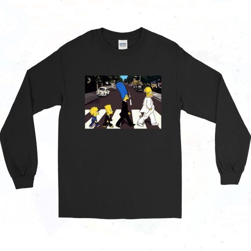 The Simpsons as The Beatles Abbey Road Long Sleeve Shirt