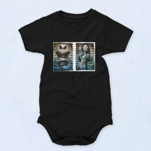 Jack And Sally Mugshot Baby Onesie