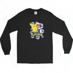 Pokemon Ash and Pikachu Funny 90s Long Sleeve Shirt