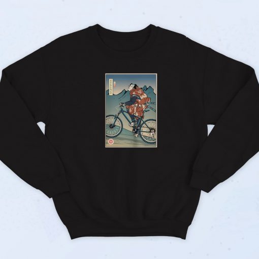 Samurai Mountain Bike 2 Ukiyo e Retro 90s Sweatshirt