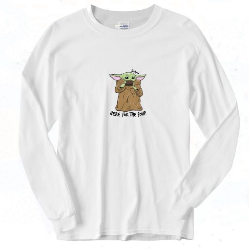 Baby Yoda Dringking Soup Vintage 90s Long Sleeve Shirt