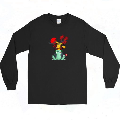 Pokemon Pikachu And Bulbasaur Mashup 90s Long Sleeve Shirt