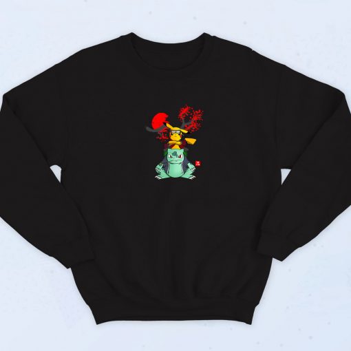 Pokemon Pikachu And Bulbasaur Mashup 90s Sweatshirt