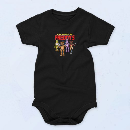 Five Nights At Freddy’s Animatronics Group 90s Baby Onesie