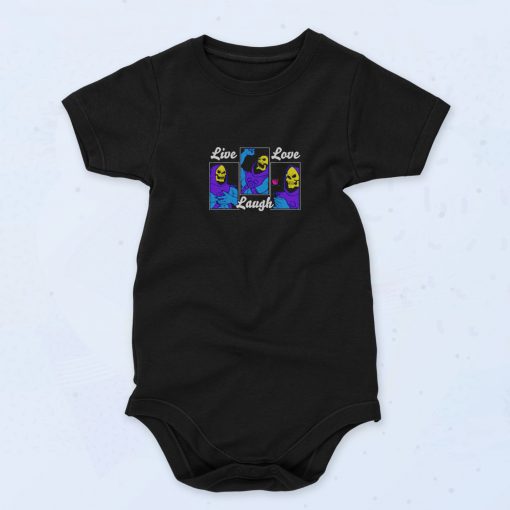 Live Laugh Love Skeletor 90s Baby Onesie