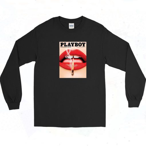 Playboy X Missguided Black Magazine 90s Long Sleeve Shirt