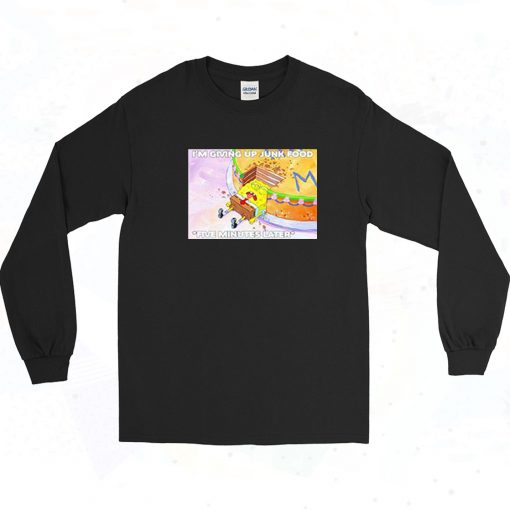 Spongebob Giving up Junk Food 90s Long Sleeve Shirt