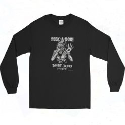 Zombie Jesus Peek A Boo 90s Long Sleeve Shirt