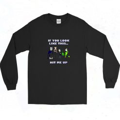 If You Look Like This Hit Me Up Cartoon 90s Long Sleeve Shirt