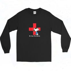 Red Cross Snoopy Shirt Be Cool Give Blood 90s Long Sleeve Shirt