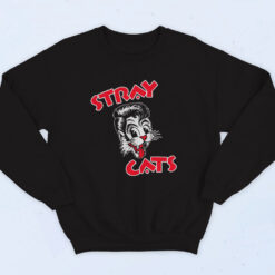 Stray Cats Cat Head Red Letters Band Sweatshirt