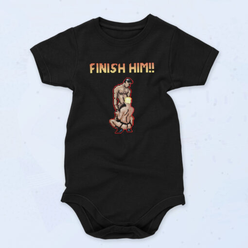 Finish Him Gay Gaming 90s Baby Onesie