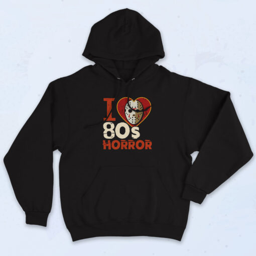 I Love 80s Horror Jason Voorhees Halloween Vintage Graphic Hoodie