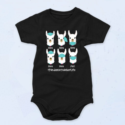 Llama Wearing Mask Vintage 90s Baby Onesie