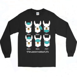 Llama Wearing Mask Vintage Long Sleeve Tshirt