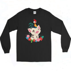 Moana Heihei Rooster Flowers Long Sleeve Tshirt