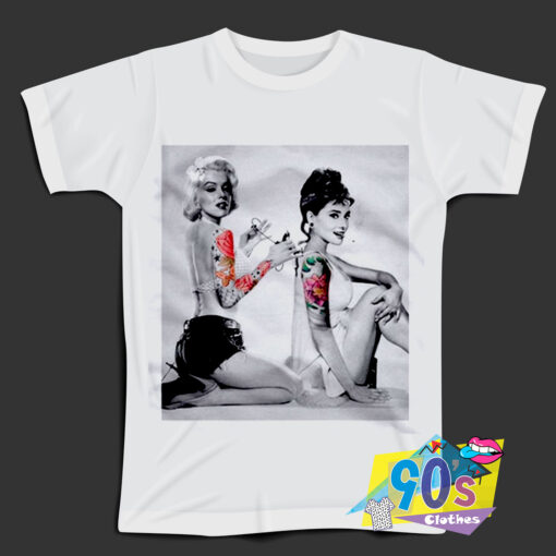 Audrey Hepburn Marilyn Monroe Tattoo T Shirt.jpg