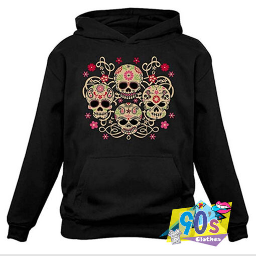 Day Of The Dead Rose Eye Sugar Skulls Hoodie.jpg