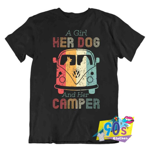 Dog And Girl Camper T Shirt.jpg