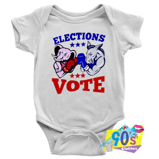 Donkey Republican Elephant Boxing Baby Onesie.jpg