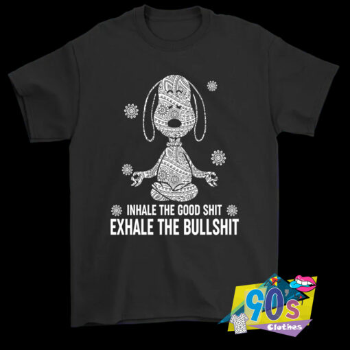 Exhale The Bullshit Snoopy Namaste T Shirt.jpg