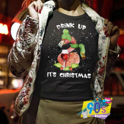 Flamingo Christmas Drink Up T shirt.jpg